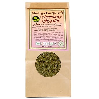 Moringa Immunity Health Loose Leaf Tea 3.4oz by Moringa Energy Life Moringa Leaf, Amla Fruit, Ashwagandha Root, Green Tea, Tulsi Leaf, Ginger Root and Cinnamon Bark