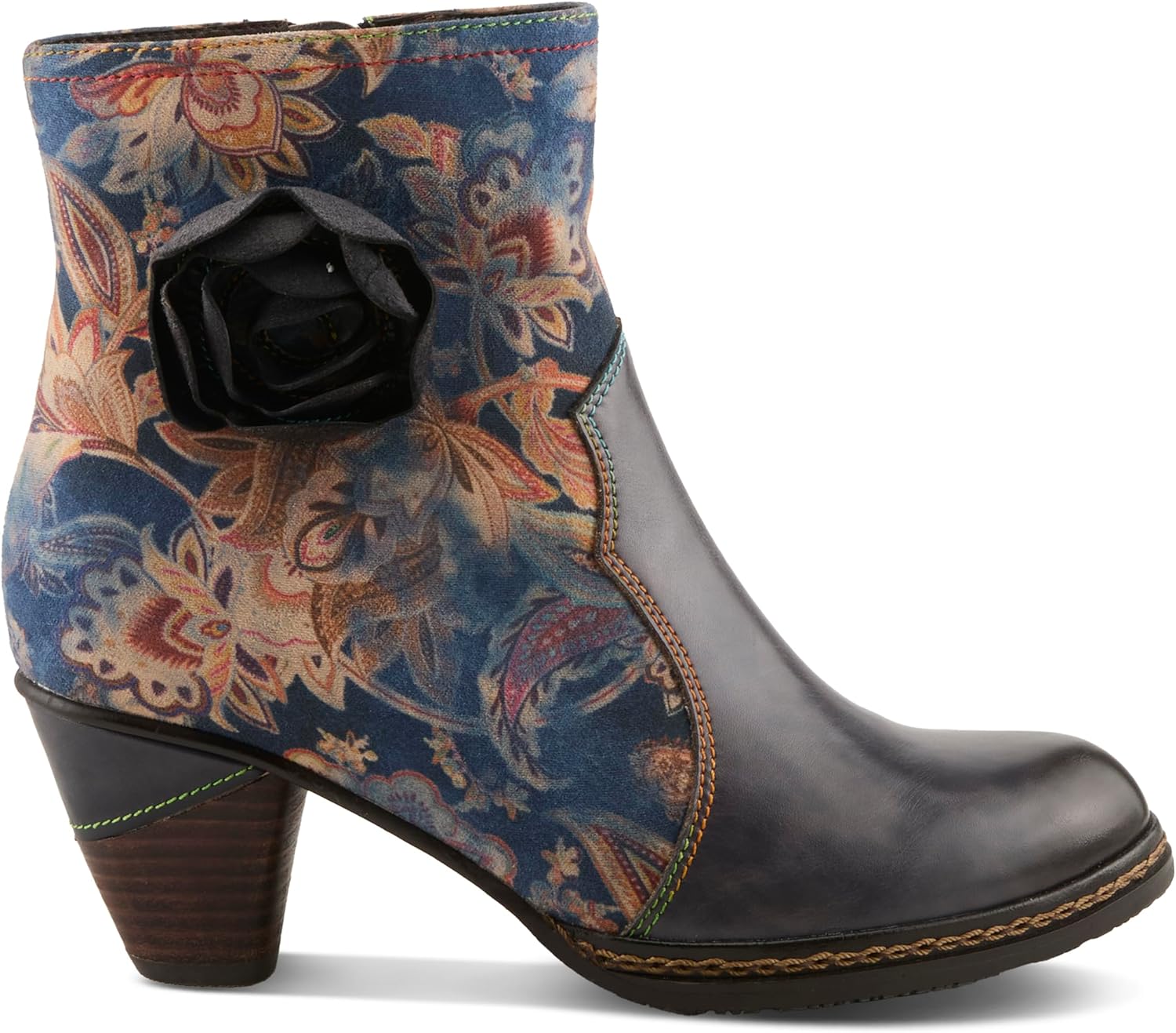 Spring Step L'Artiste Naima Heeled Booties | Floral-Printed Leather Ankle Boots with Rose Cutout Design - Image 7