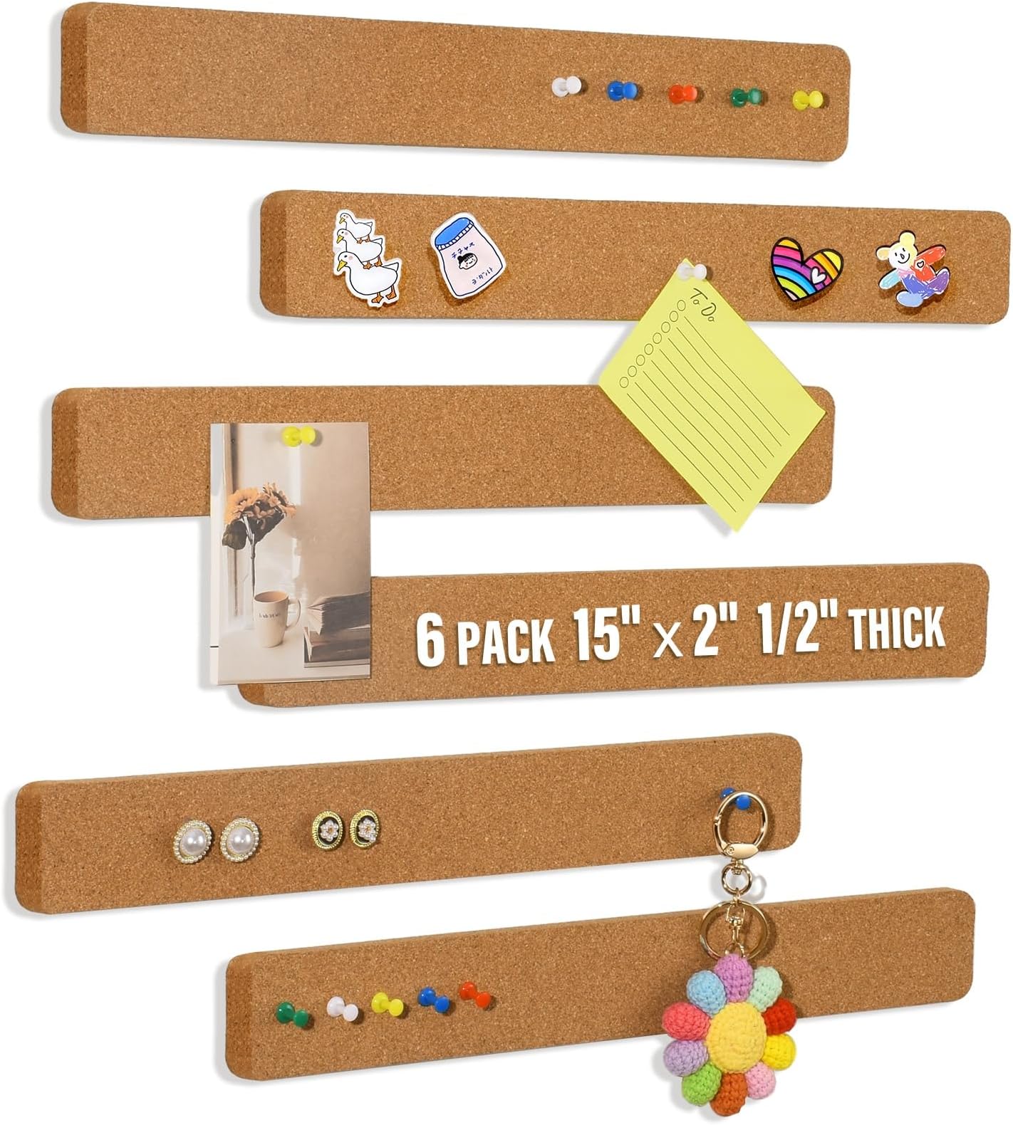 12 Pack Cork Board Strips, Self Adhesive Cork Board for