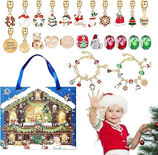 Charm Advent Calendar 2023,24 Days Christmas Countdown Calendar - Advent Calendar Girls Christmas Gift 22 Charm Beads 2 Bracelets, DIY Christmas Charm Bracelet for Kids Teens Women Eolaks