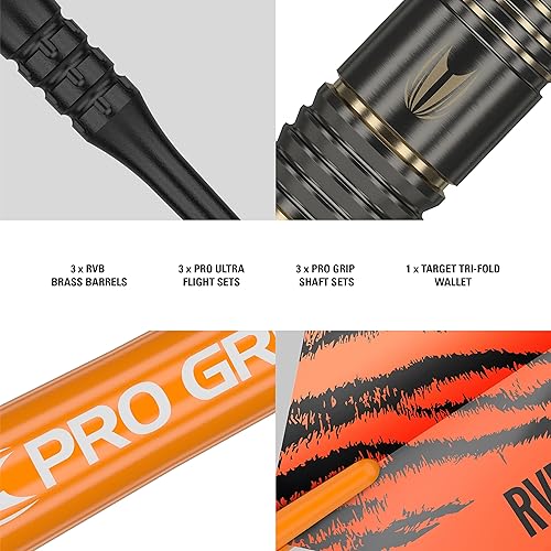 Miniatura 5 de Target Darts Raymond Van Barneveld RVB 18G - Juego de dardos de punta suave de latón con accesorios adicionales, paquete de regalo