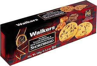 Walkers Shortbread, Salted Caramel Milk Chocolate Chip Buttergebäck mit gesalzenem Karamell, Schokolade, 150 gramm