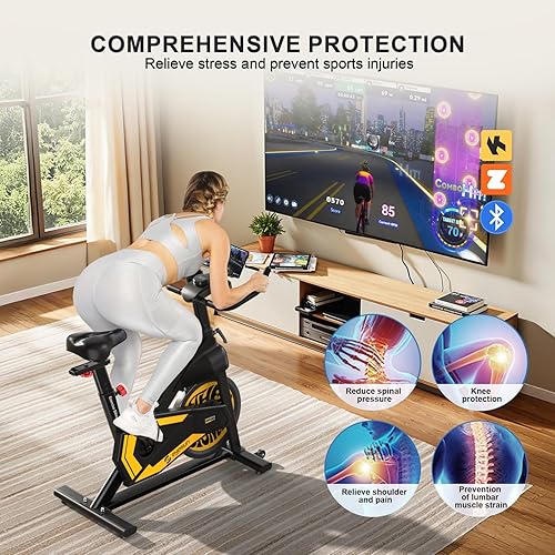 Miniatura 7 de Exercise Bikes for Home,Indoor Cycling Bike with Adjustable Magnetic,Brake Pad Resistance Silent Belt Drive,330lbs Weight Capacity &Upgraded Version