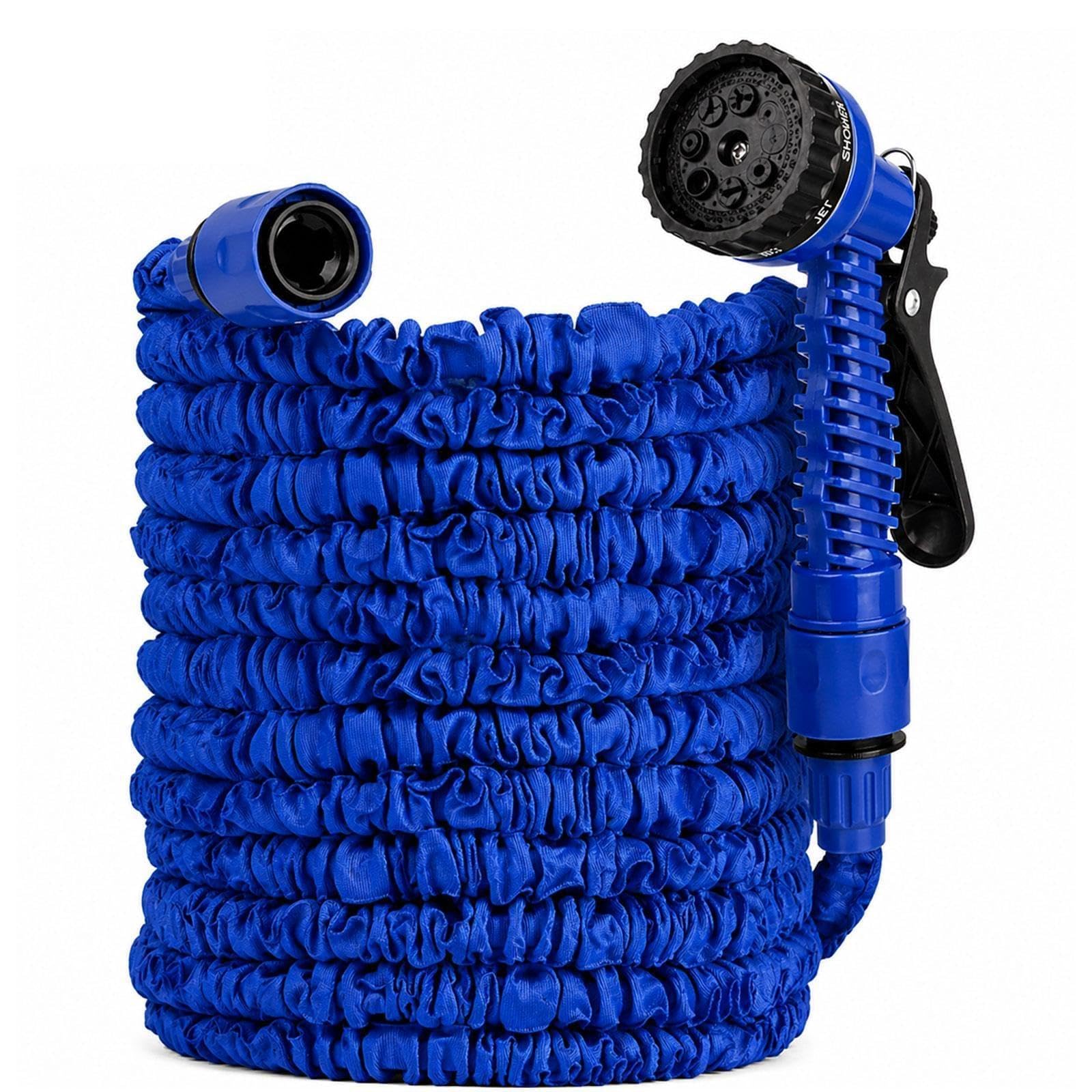 Expandable Garden Hose Pipe 50FT, Flexible Expanding Water Hose with 7 Pattern Spray Gun Nozzle, Lightweight Retractable Hose Pipe for Garden Outdoor Watering Blue 15M