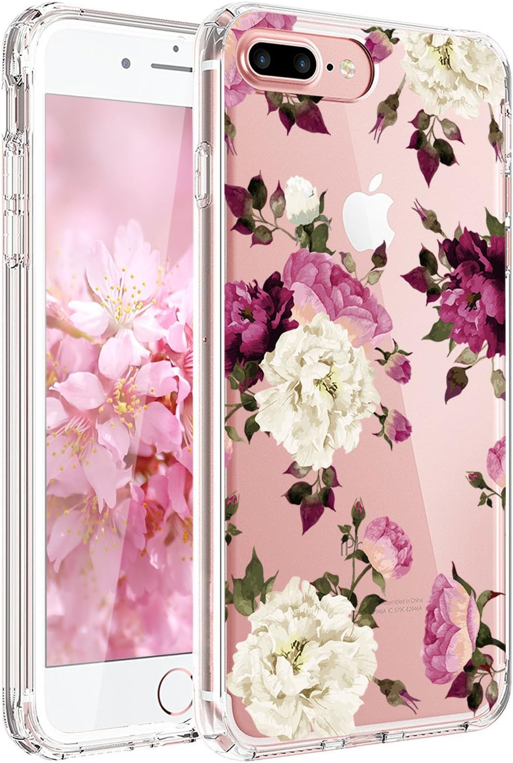 JAHOLAN iPhone SE 2022 Case,iPhone SE 2020 Case,iPhone 8/7 Case,Cute Girl Floral Design Clear Slim Cover Case for iPhone 6/6S/7/8/SE 2020 2022 - Purple White Flower
