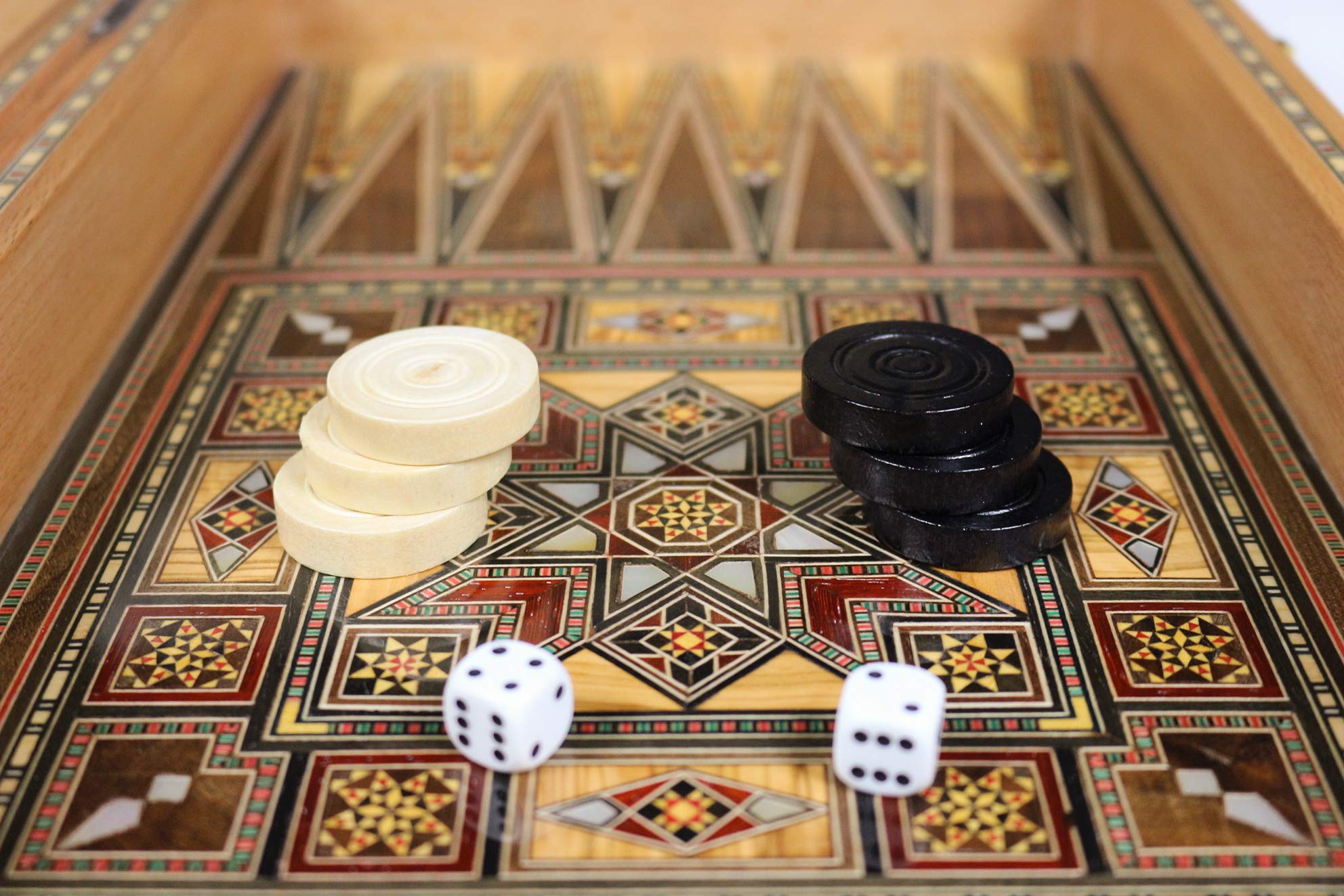 Elessar 50 x 50 cm in legno Backgammon Tavla/Gioco di scacchi/DAMA Board BK 510 con 30 pietre in legno Backgammon