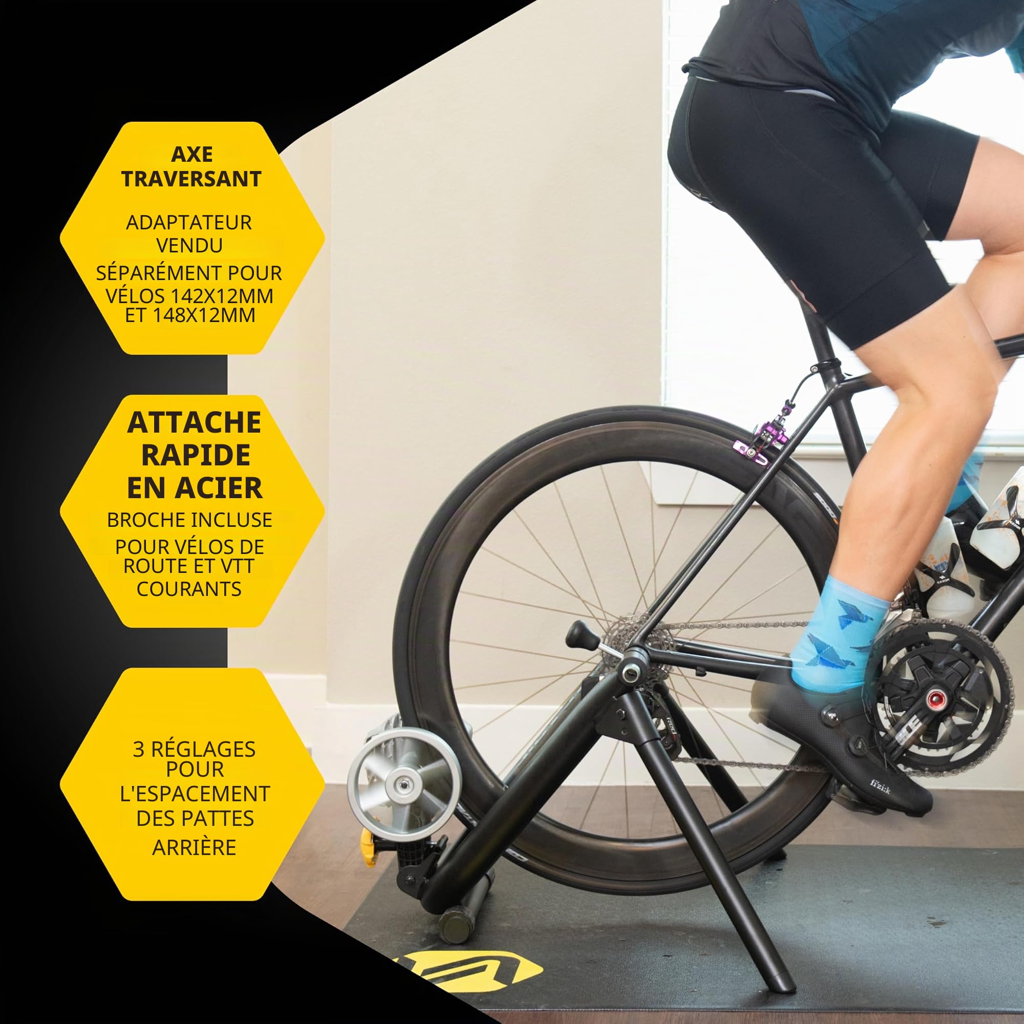 Saris Fluid2 Entraîneur de vélo d'intérieur, Option Intelligente équipée, Convient aux vélos de Route et de Montagne, Compatible avec l'application Zwift