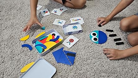 Amazon.com: LiKee Open Ended Wooden Shape Puzzles (36 Blocks&60 Cards ...