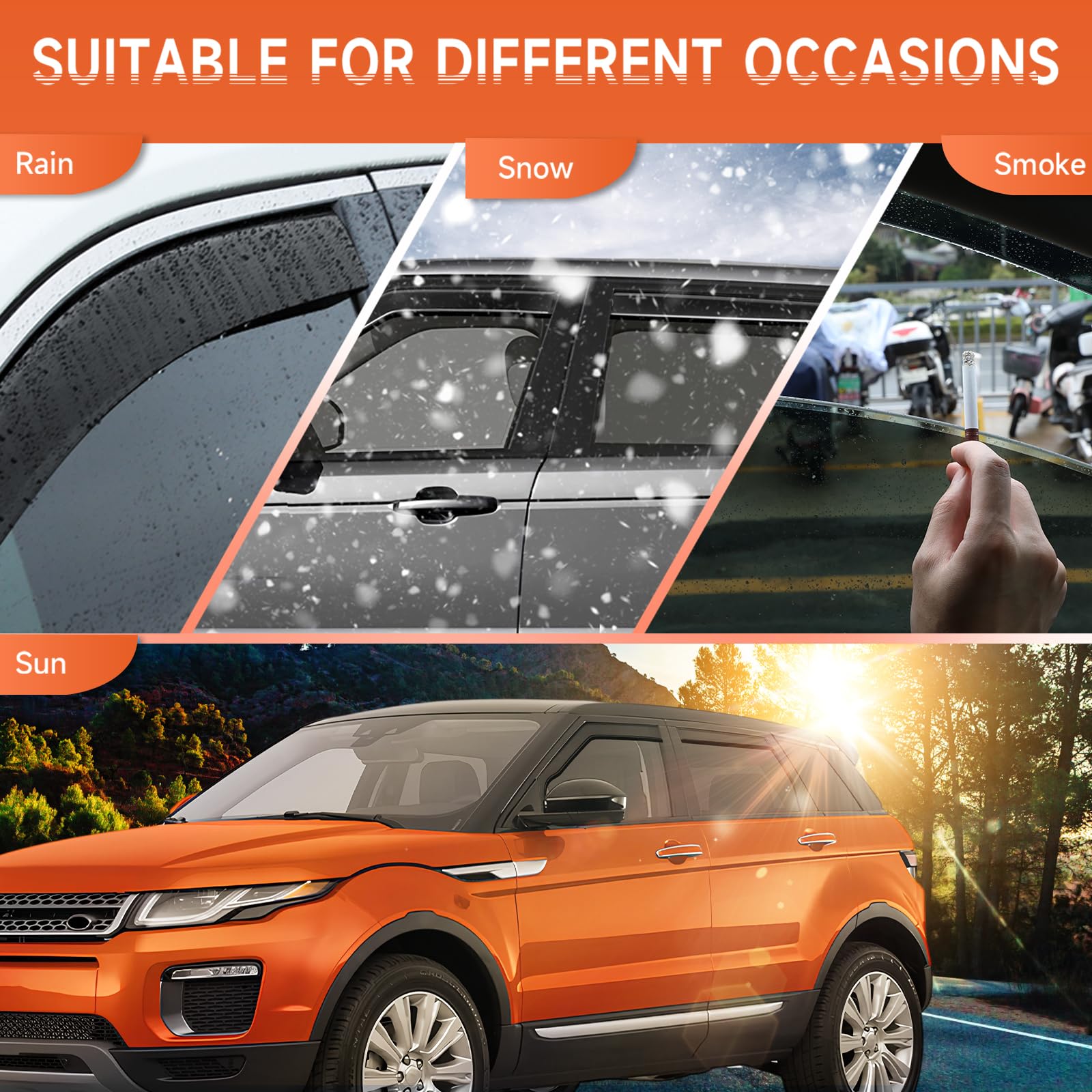 4 deflettori antivento, parapioggia per finestrini sinistro e destro, marroni, compatibili con Range Rover Evoque MK1 2011-2019 a 5 porte, SUV, parapioggia, ricambio