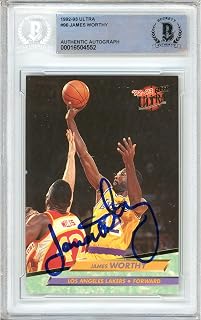James Worthy Signed Basketball Card, 1992-1993 Fleer Ultra #96, Beckett Authentic Autograph Slab, Los Angeles Lakers Autographed Memorabilia LA