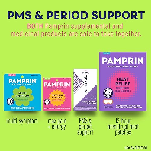Vista 7 de Pamprin Fórmula multisíntoma, con acetaminofeno, alivio de los síntomas del período menstrual, incluyendo calambres, dolor e hinchazón, 40 cápsulas