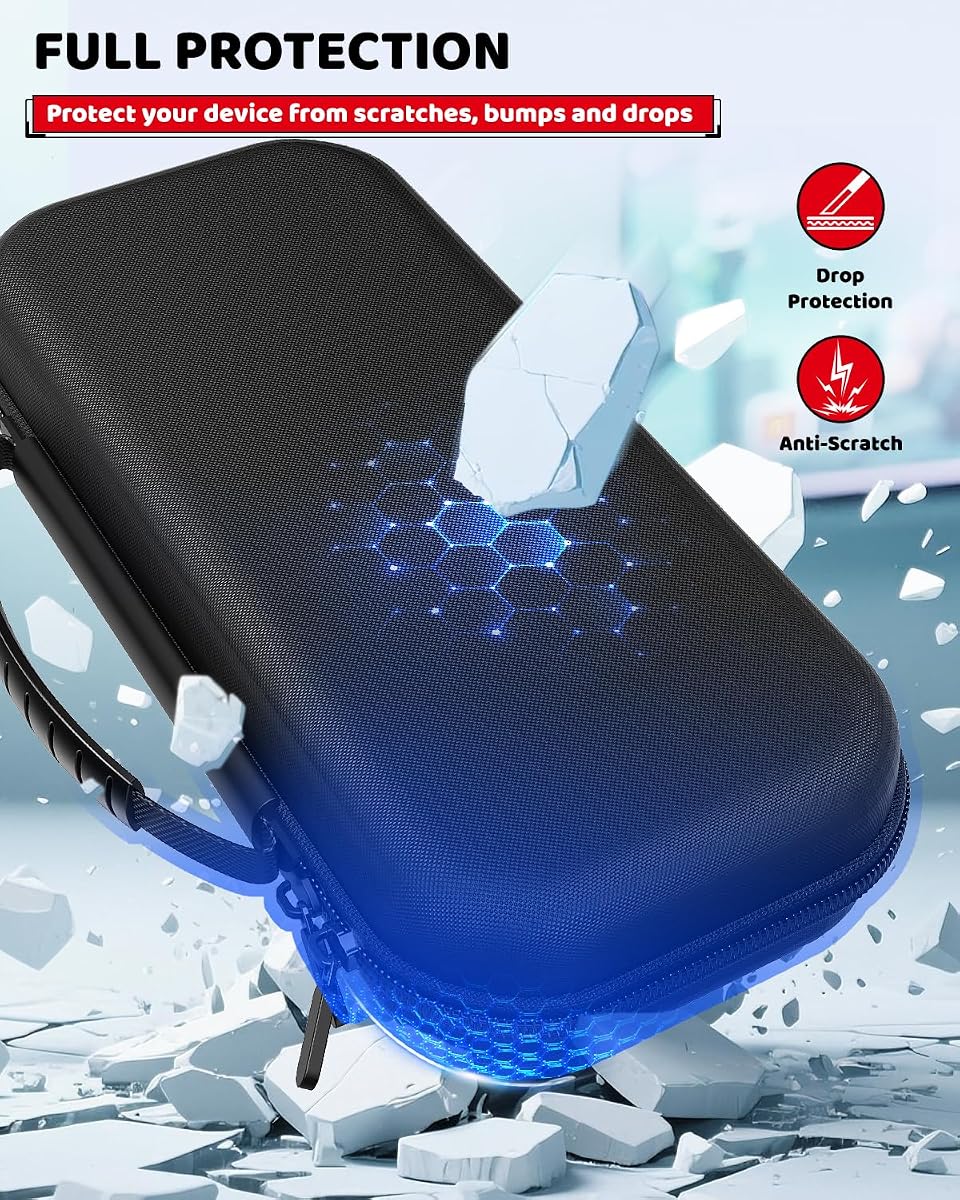 Carry Case Compatible with Nintendo Switch 2, Portable Hard Shell with Soft Lining, 10 Card Slots, Viewing Stand, Soft Silicone Handle for Switch 2 Black — view 5