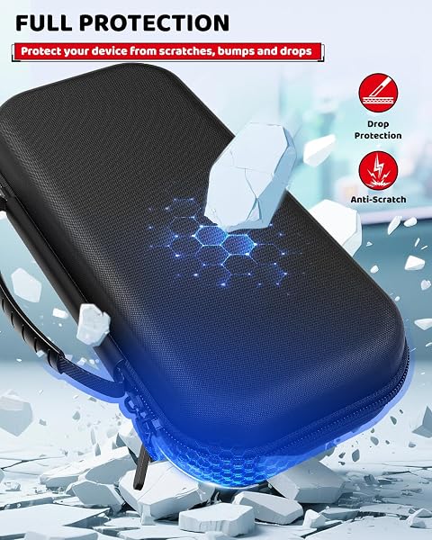 Carry Case Compatible with Nintendo Switch 2, Portable Hard Shell with Soft Lining, 10 Card Slots, Viewing Stand, Soft Silicone Handle for Switch 2 Black - 5