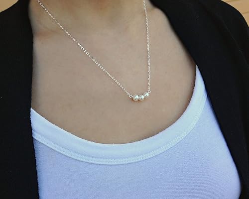 Miniatura 2 de EFYTAL Regalos de dama de honor, collar de perlas cultivadas de agua dulce de plata de ley 925 para damas de honor, regalo de propuesta de dama de