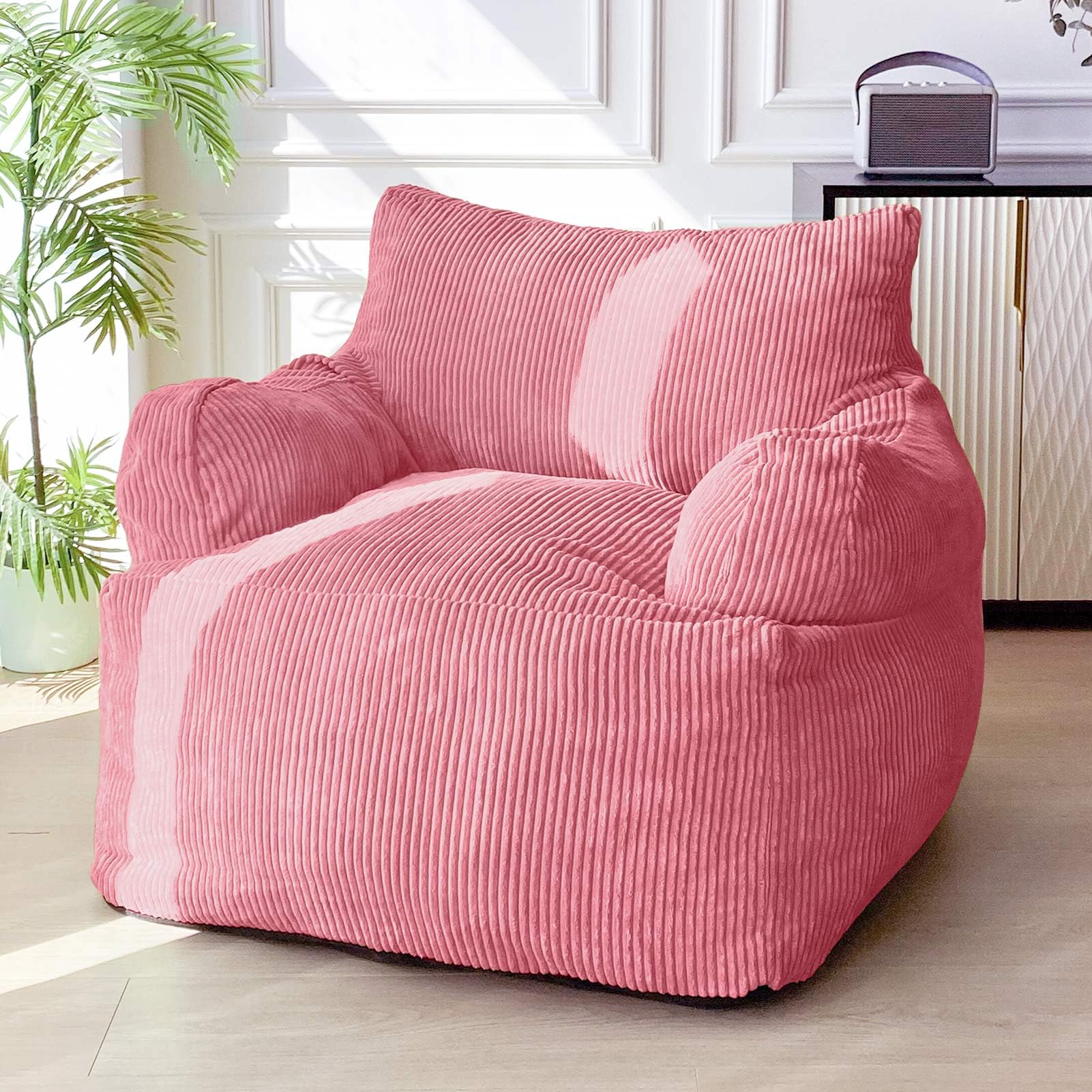 MAXYOYO Giant Bean Bag Chair, Stuffed Bean Bag Couch with Filler Large Living Room Bean Bag Chair for Adults, Big Lazy Sofa Accent Chair with Pocket