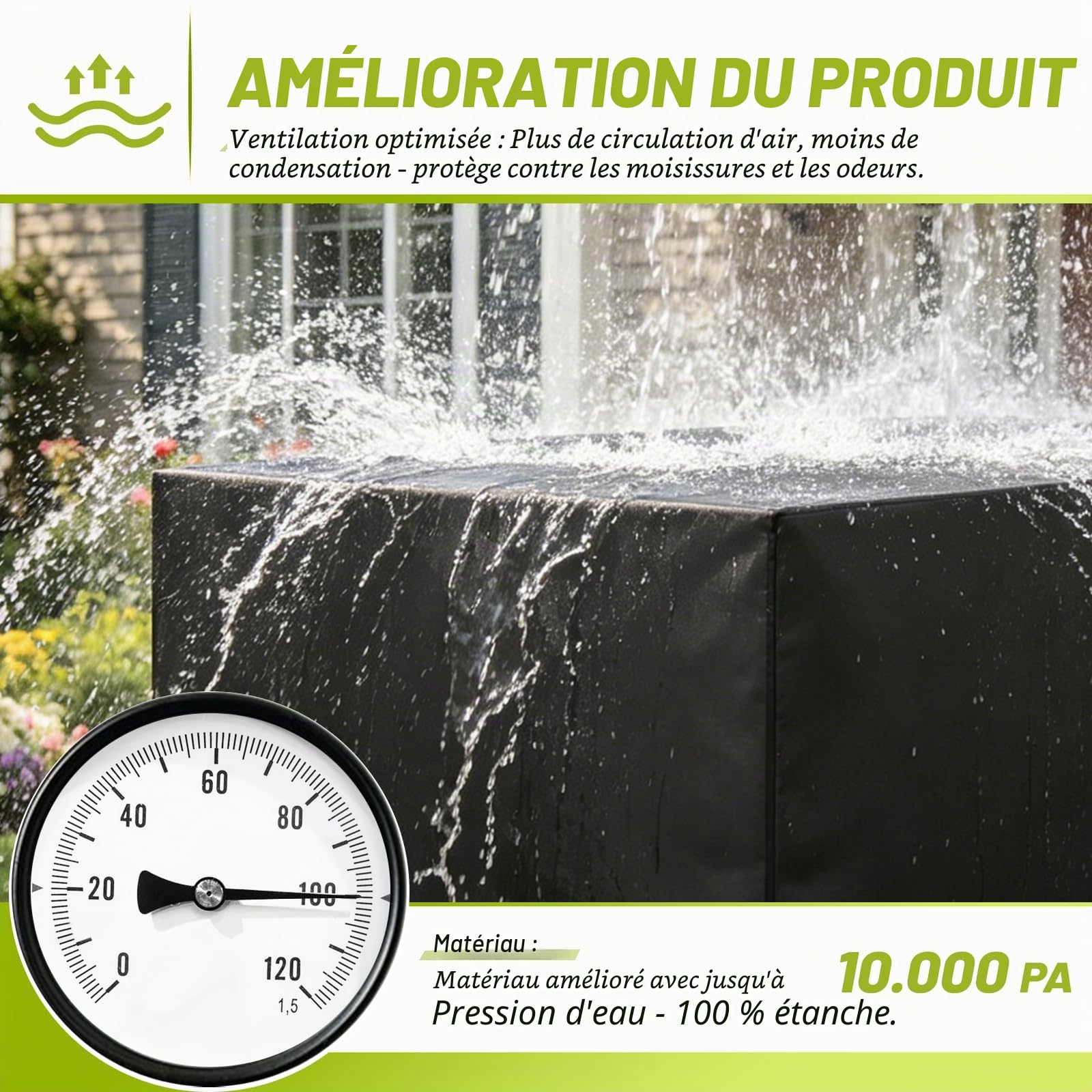 Housse de Table de Jardin Imperméable 420D Oxford 242x182x100cm