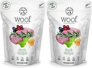 The New Zealand Natural Pet Food Co. Woof Freeze Dried Dog Food - Duck Recipe, High Protein, Complete Diet, Dog Treats, All Life Stages - 1.76 oz (Pack of 2)