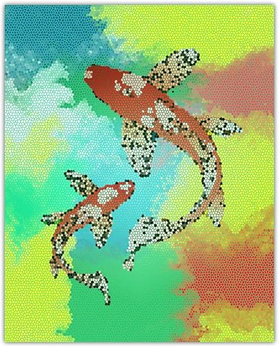 Buzz Unplugged Koi Fish Abstract Wall Art Minimalist, Aesthetic & Boho Wall Art for Home, Office, Bedroom & Living Room Decor - Unframed Posters 8x10
