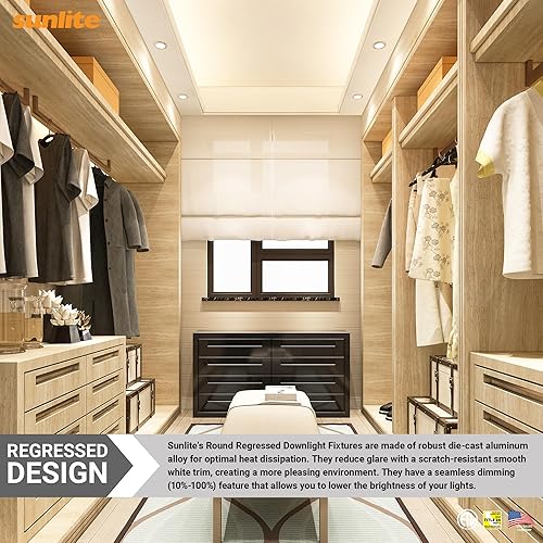 Miniatura 6 de Sunlite 41901 - Lámpara LED redonda retrocedida de 4 pulgadas, 18 vatios, 1360 lúmenes, sin lata, color seleccionable 27K30K35K40K50K, 90 CRI,