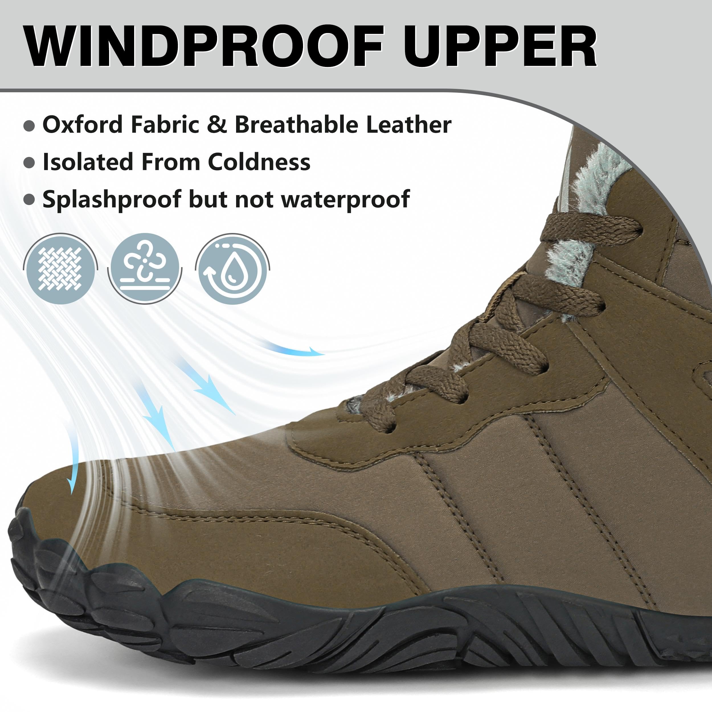 Mishansha Barefoot Scarpe Invernali stivaletti Uomo stivali Inverno Donna Caldi Comode Antiscivolo Gr.36-48EU