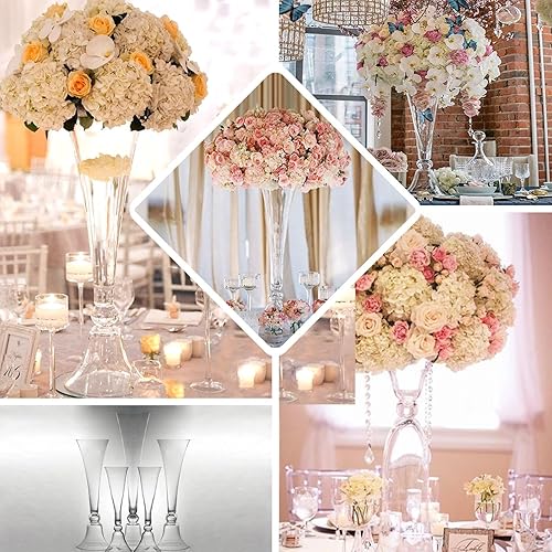 Miniatura 5 de Efavormart - 1 jarrón de trompeta de vidrio reversible transparente de 40 pulgadas, jarrones altos de cristal, bodas, eventos, decoración del hogar