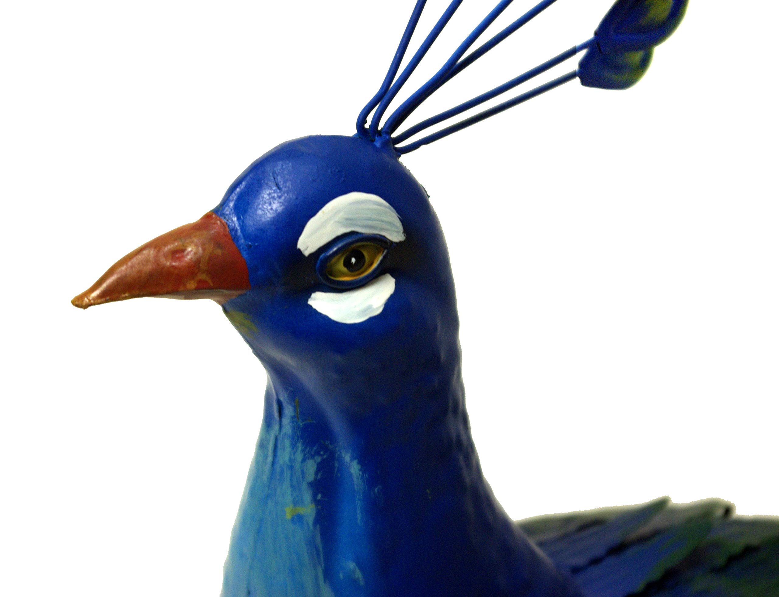 GeKi Trend Blauer Pfau Deko für Garten aus Eisen Metall Gartendeko groß Dekofigur wetterfest ca. 42 cm H x 70 cm L