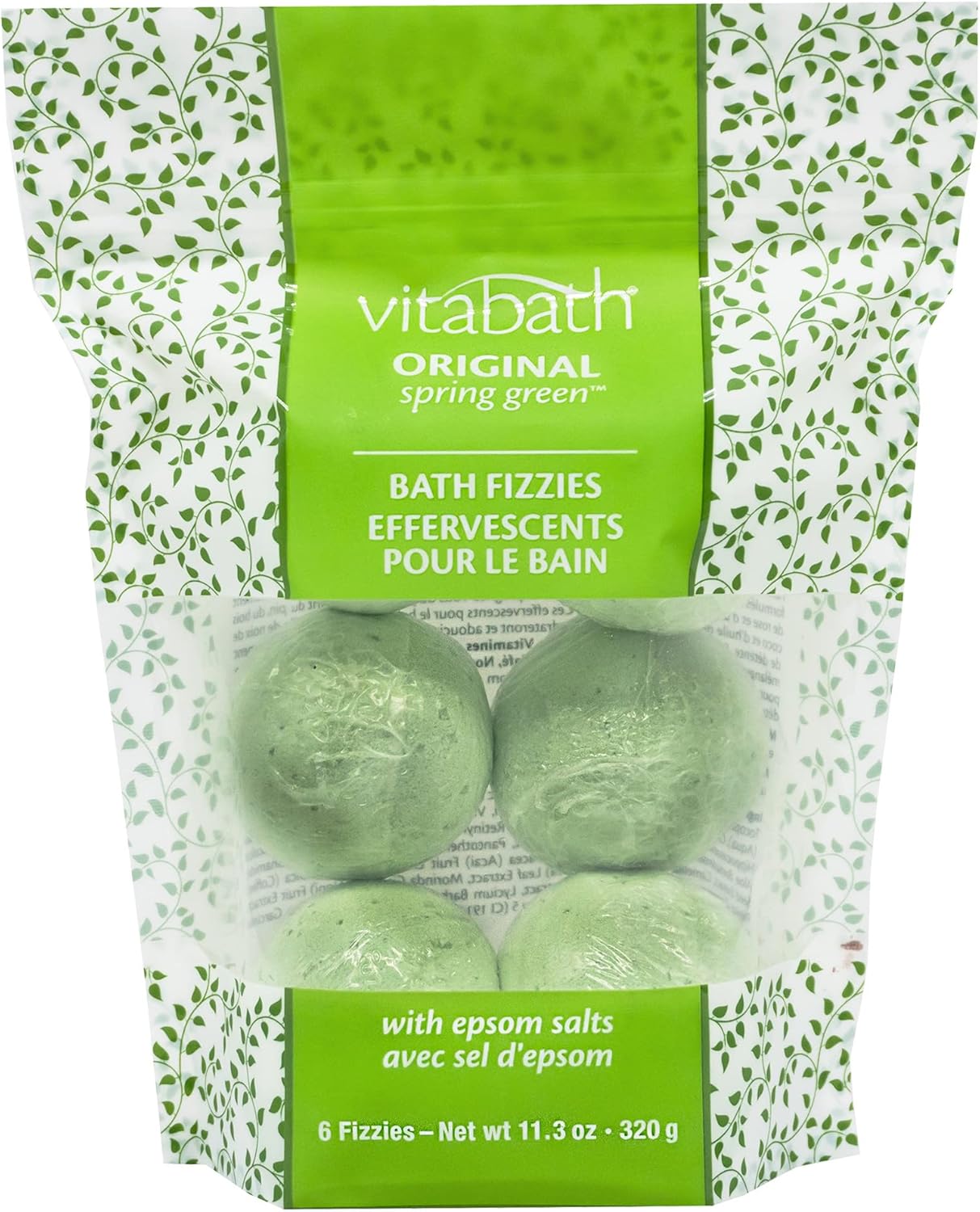 Vitabath Bath Fizzies with Epsom Salt Relax Nourish Unwind Original Spring Green