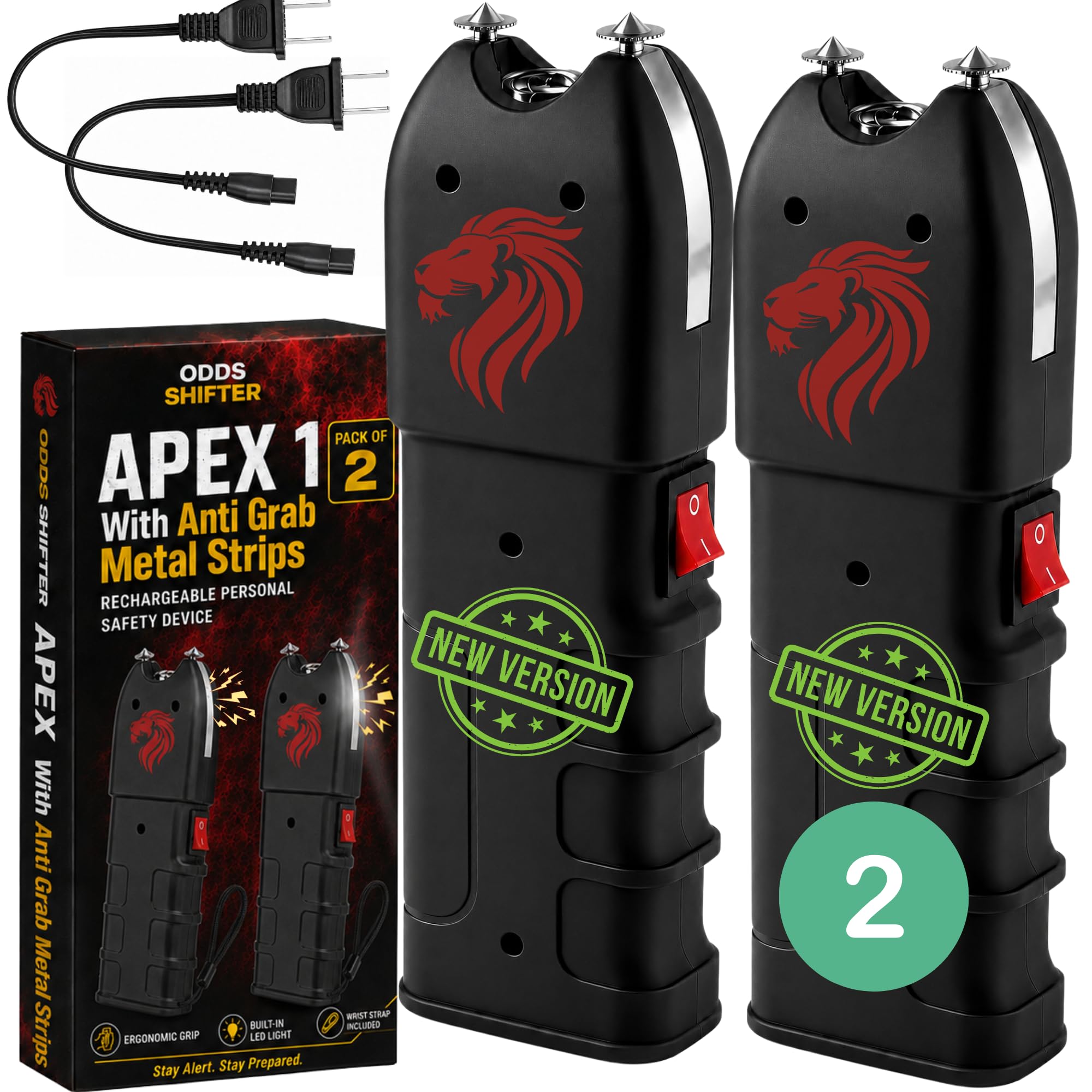 Odds Shifter OSA-999 Stun Gun for Self Defense Rechargeable with LED Flashlight Anti Grab Strips