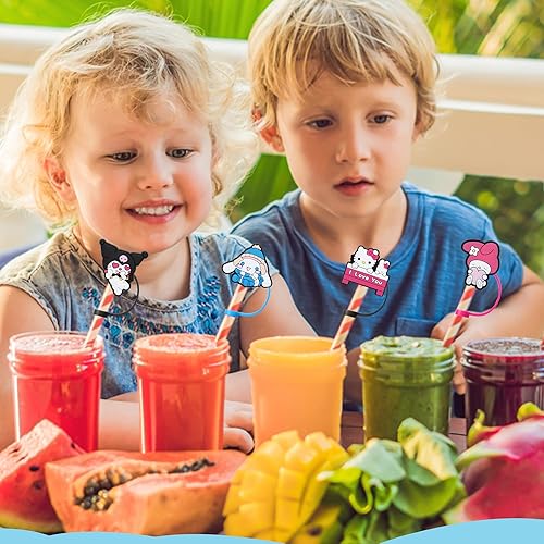 Miniatura 6 de 15 tapas de paja de gato para copa Stanley, lindo adorno de popote de silicona para vaso Stanley de 30 y 40 onzas con asa, fundas reutilizables de