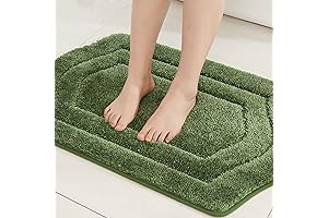 COSY HOMEER: Plush Olive Green Bathroom Rugs for Maximum Comfort and Absorption