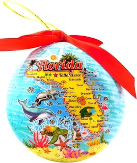 Florida Map Christmas Ornament Decoupage Souvenir Decoration of The Sunshine State