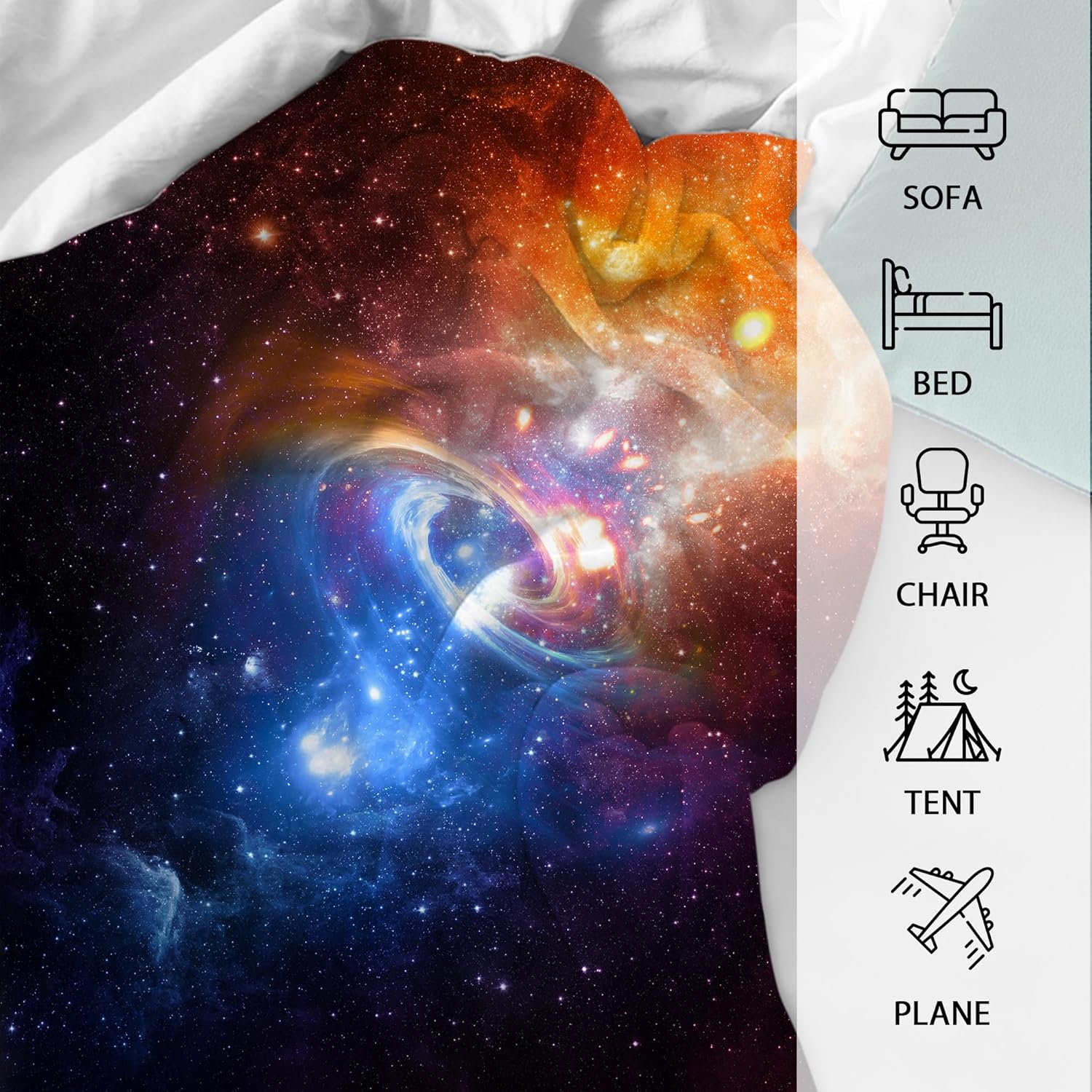 Funny Galaxy Throw Blanket Lightweight Flannel Throw Classic Galaxy Soft Comfy Plush Blanket for Home Decor Perfect for Sofa Office Traveling Camping Home (Funny Galaxy,50x60in) - Image 5