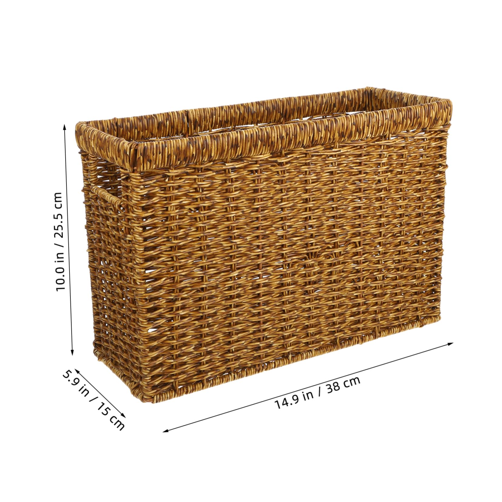 Cabilock Cesta con Asa Tejida Resistente de Ratán Plástico de Almacenamiento Organizador Multiusos y Fácil de Transportar de Estilo Simple y Elegante para Escritorio