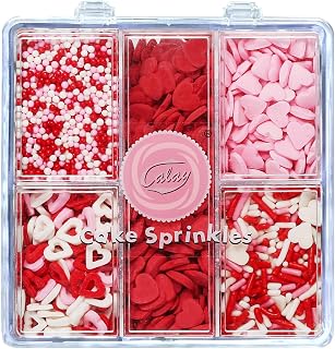 Valentines Sprinkles for Baking, Pink, Red and White Heart Sprinkles for Valentines Cake Cookies Cupcake Decorating