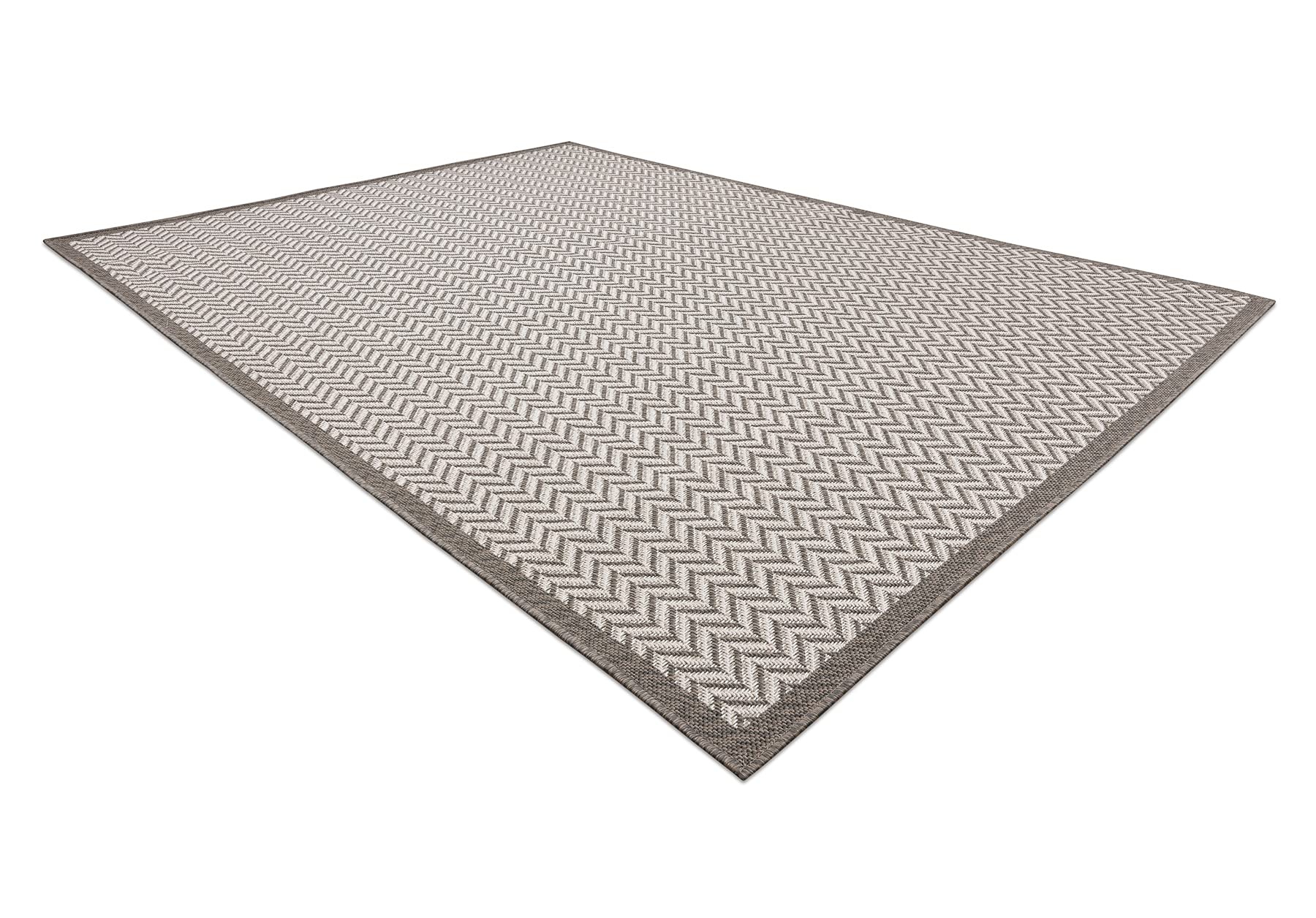 rugsx Tapis SISAL BORDERO Intérieur & Extérieur, Tissage à Plat, pour Chambre/terrasse/Balcon, crème/Taupe 120x170 cm