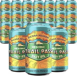 Sierra Nevada Trail Pass Hazy Non-Alcoholic IPA 24 Pack 12oz Cans | Juicy Hop Forward-Flavor Dealcoholized Beer | 71 Calorie NA Brew