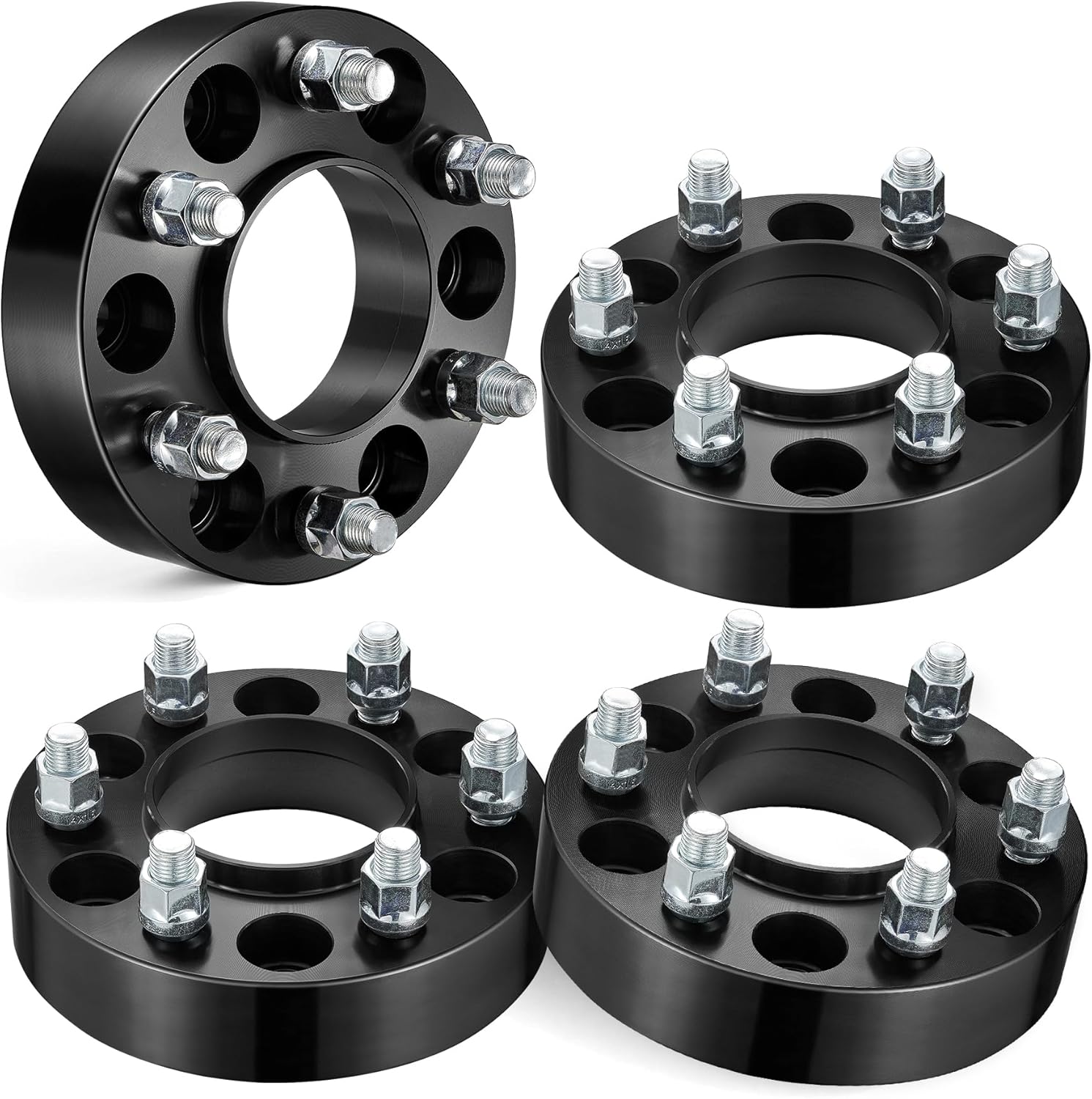 EVIL ENERGY 6x135 Wheel Spacers 1.5 inch Compatible for F150 2015-2025, 6x135 mm Hubcentric with Lip 6 Lugs 87.1 mm Hub Bore M14x1.5 Studs Black