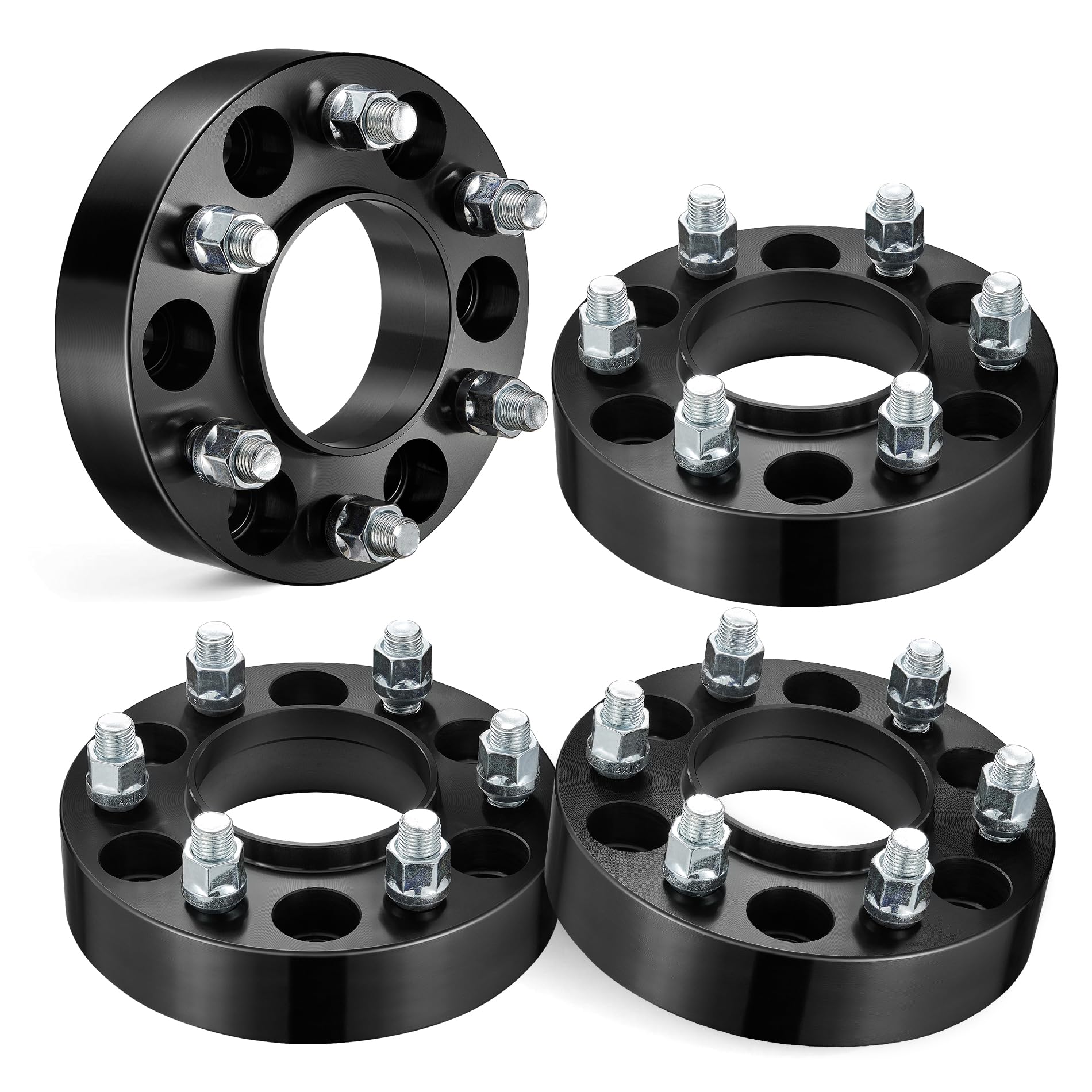 evil energy 6x135 wheel spacers 1.5 inch compatible for f150 2015-2025, 6x135 mm hubcentric with lip 6 lugs 87.1 mm hub bore m14x1.5 studs black