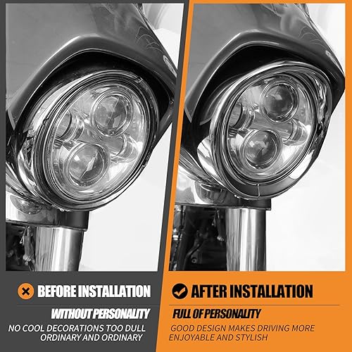 Miniatura 7 de Anillo de visera para faros delanteros de motocicleta de 7 pulgadas, ajuste para Harley Touring Road King Street Glide Electra Glide Tri Glide 2014