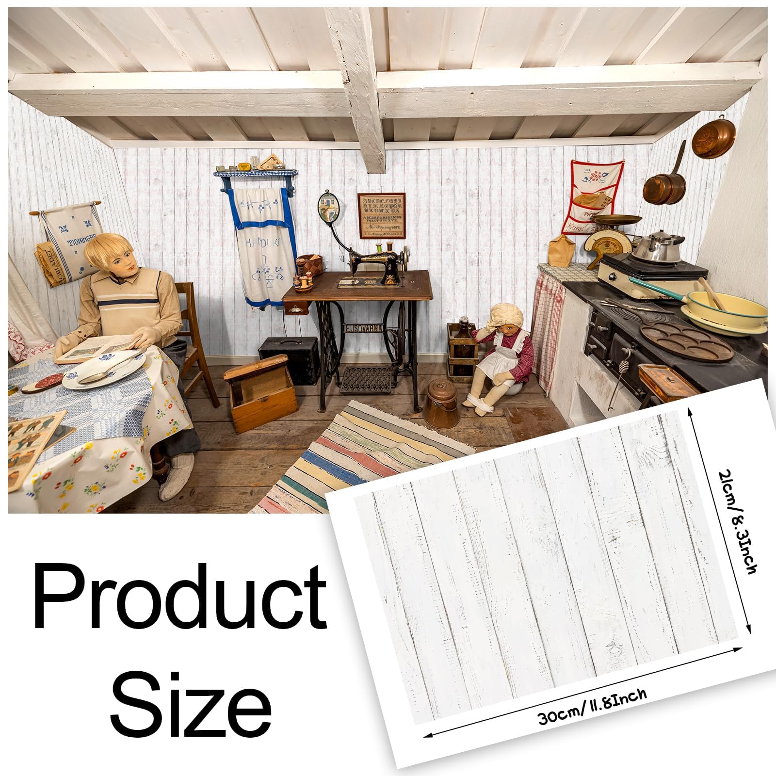 60 Sheets Self-Adhesive Dollhouse Wallpaper & Flooring Stickers - Vintage Brick Patterns For Miniature DIY, Scrapbooking
