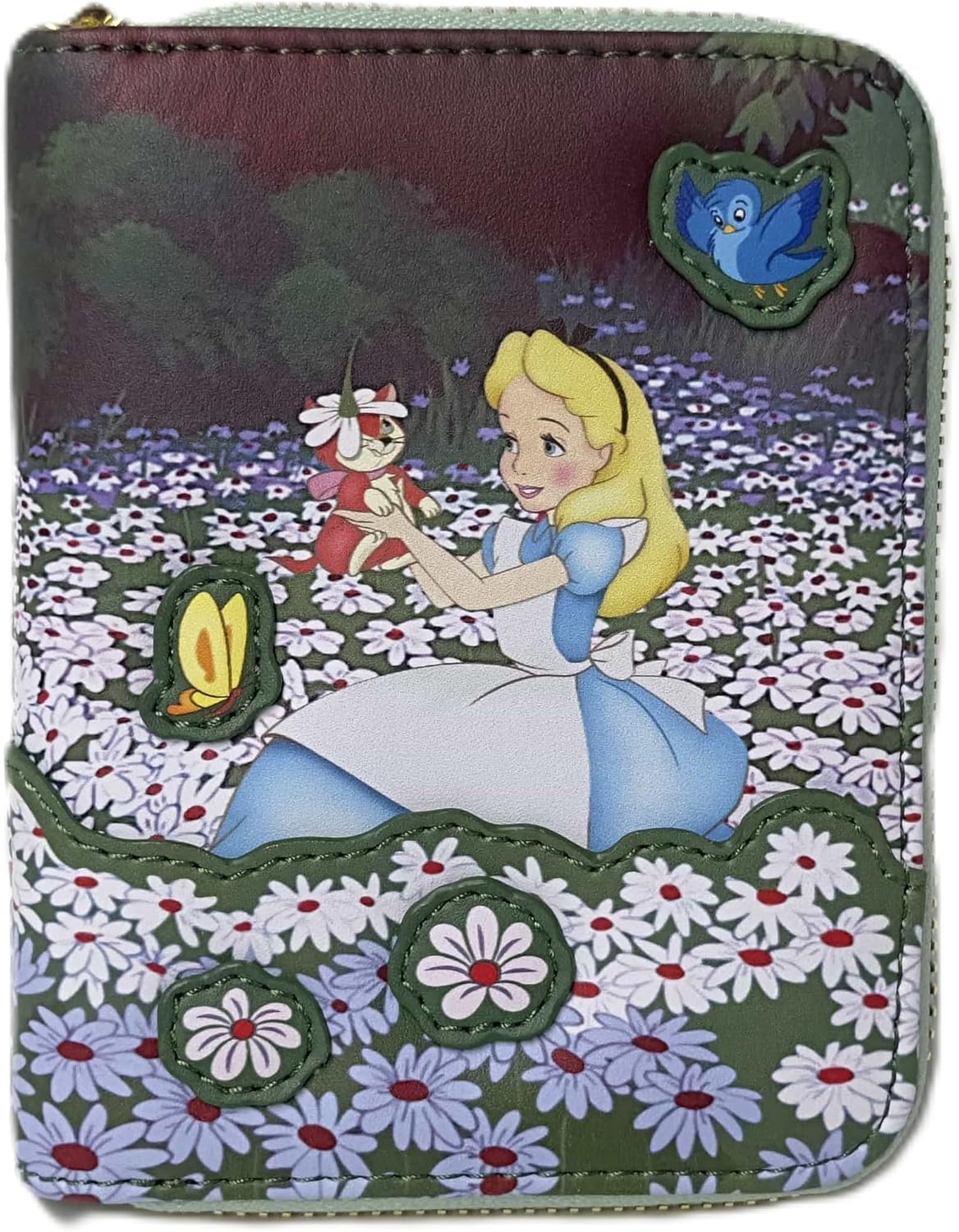 Loungefly Disney Alice in Wonderland Zip Around Wallet – Floral Garden Faux Leather Wallet