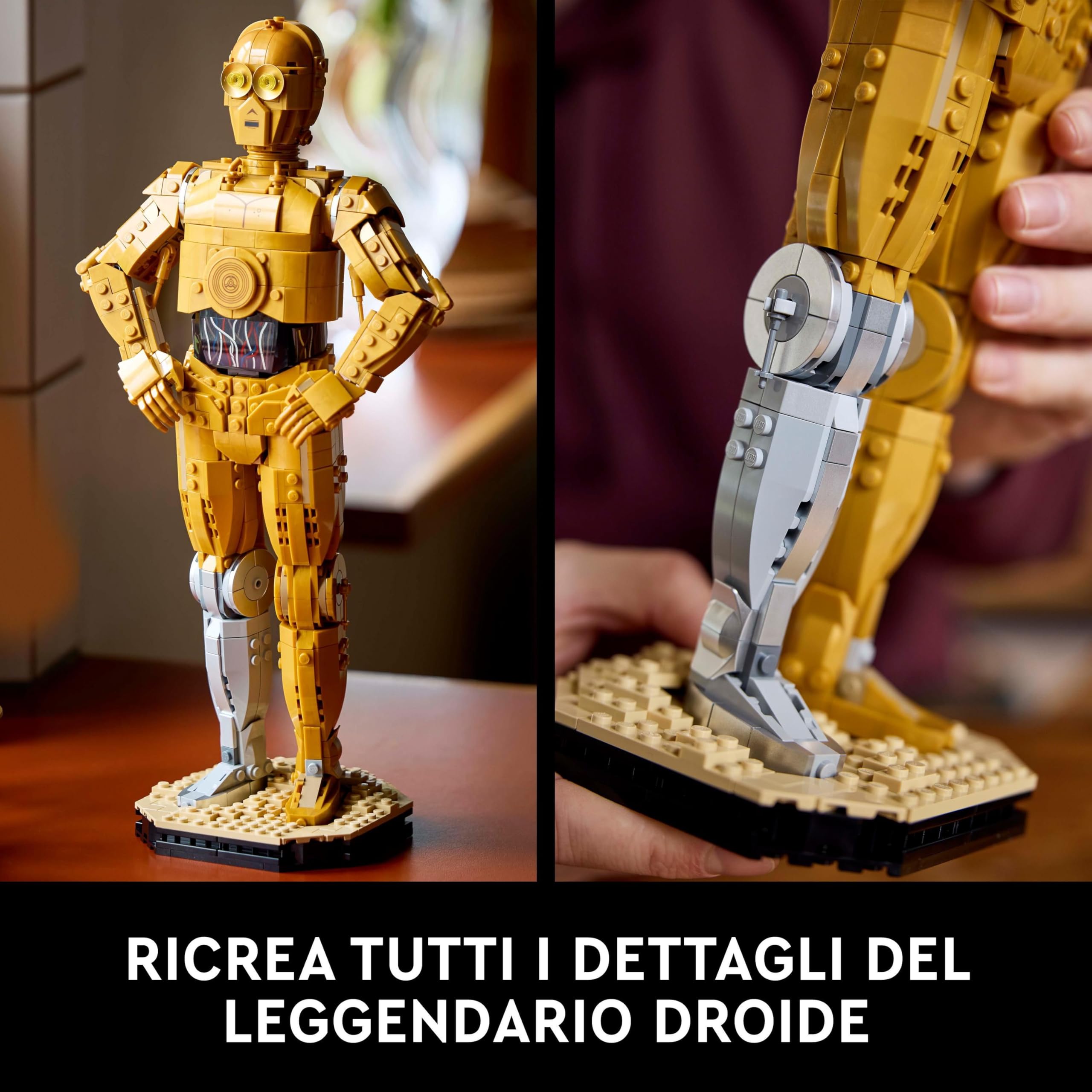 LEGO Star Wars 75398 C-3PO - Modellino di Droide da Costruire - Kit Modellismo per Adulti da Esposizione e da Collezione - Include Supporto, Targa Informativa e Minifigure - Idea Regalo per i Fan