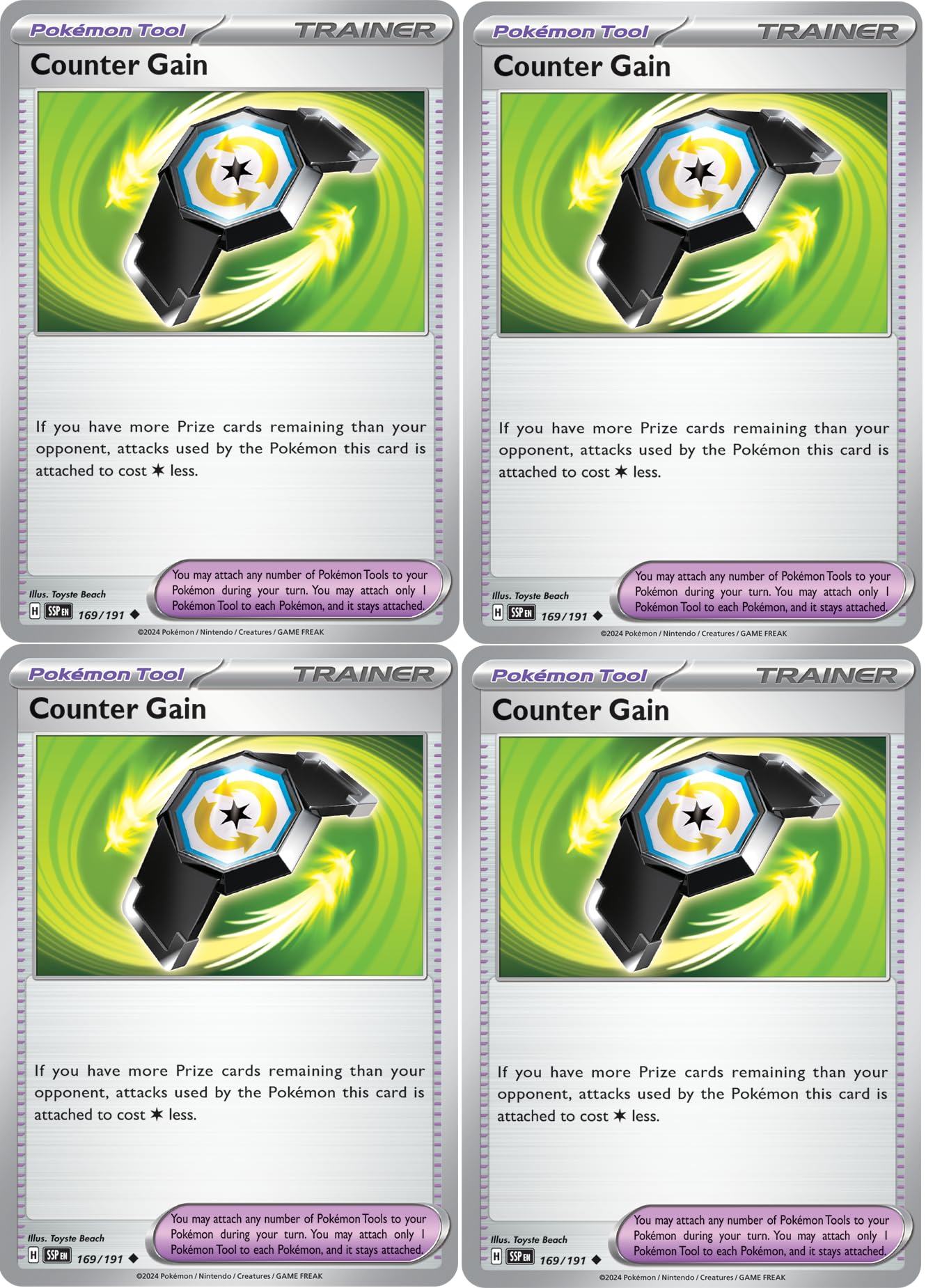 Amazon.com: Counter Gain 169/191 - Surging Sparks - Trainer Card Lot x4
