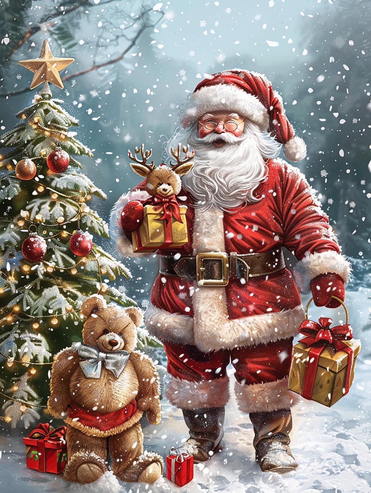 Kit De Peinture à L'huile Sur Toile Par Numéro,Bonhomme De Neige D'hiver, Peinture Par Numéro Adulte,Activité Manuelle Kit DIY Numéro D'Art,40x50cm