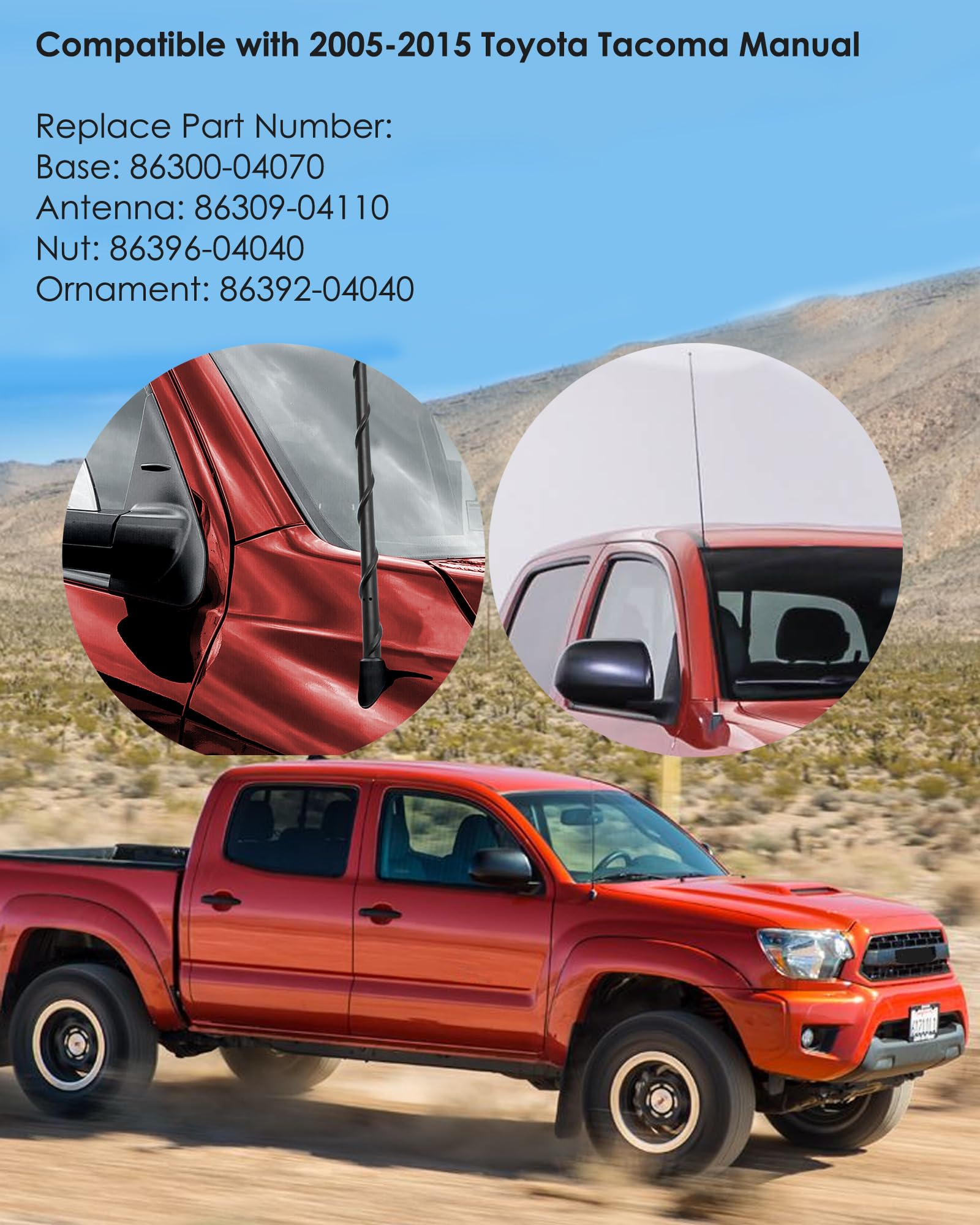 Antenna Assembly Manual Type Fits For Toyota Tacoma 2005-2015, All In One Antenna Repair Kit With Antenna & Nut & Base & Ornament - View #10