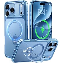 CASEKOO Glossy Glacier Blue for iPhone 18 Pro Case,360 Spin Magnetic Stand