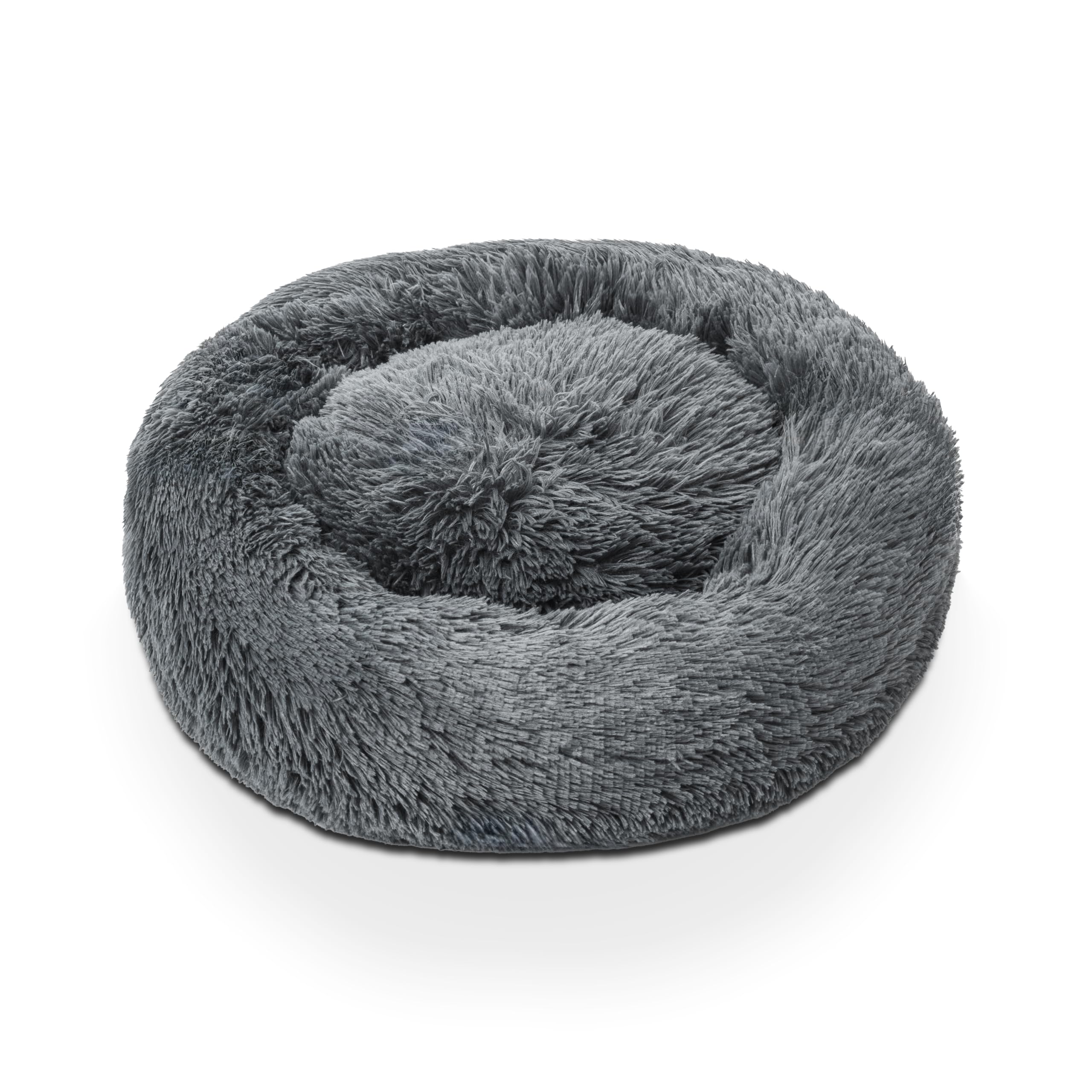 Woof & Whiskers Donut Dog Bed Dark Grey Medium 60cm - Calming Round Plush Pet Bed for Dogs & Cats - Image 4