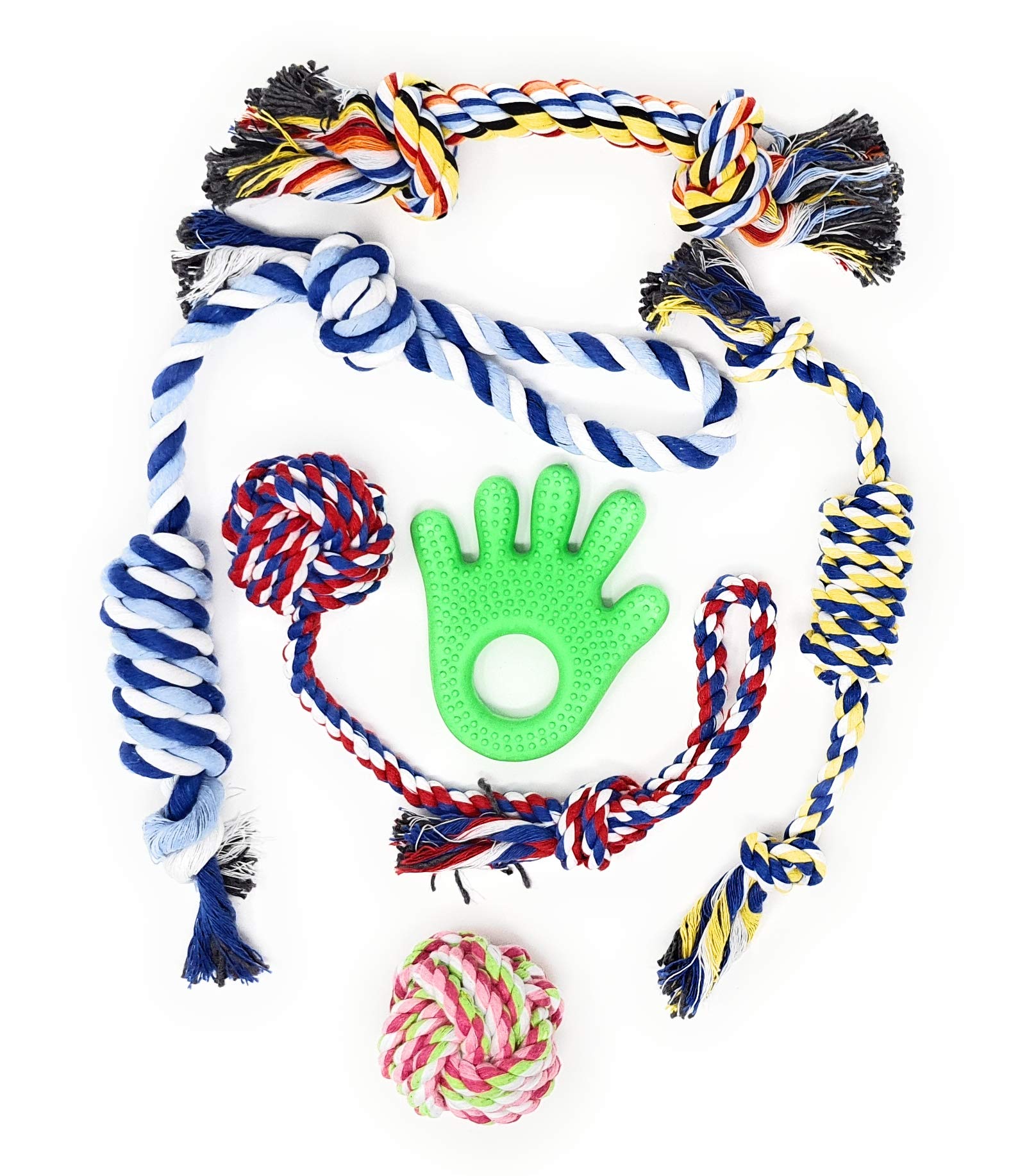 4LegsFriend6 Pack Dog Puppy Pet Cotton Rope Toys for Small to Medium Dogs. Puppy Chew Teething Machine Washable Dental Floss Toys, Tug Toy Set