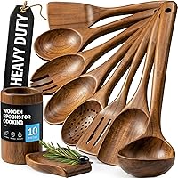Vista 19 de Zulay Kitchen - Cucharas de madera premium de 8 piezas, acabado liso, madera de teca natural, antiadherentes, hechas a mano