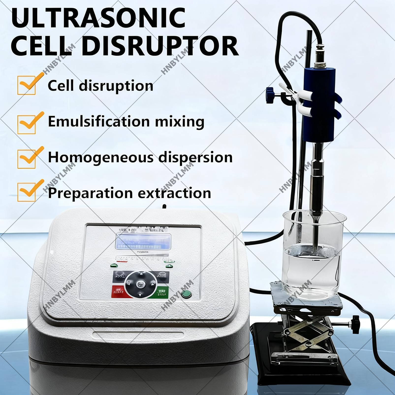 Ultraschall-Homogenisator mit Titansonde zur Zellstörung, Emulgieren & Dispergieren, Hochgeschwindigkeits-Labormischer, 1-600 ml Kapazität, Forschungssonicator mit Ständer